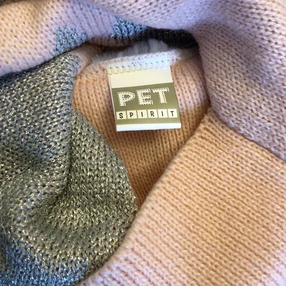 Pet Spirit Pink & Gray Princesa Tiara Pullover Dog Sweater Clothing Size Medium